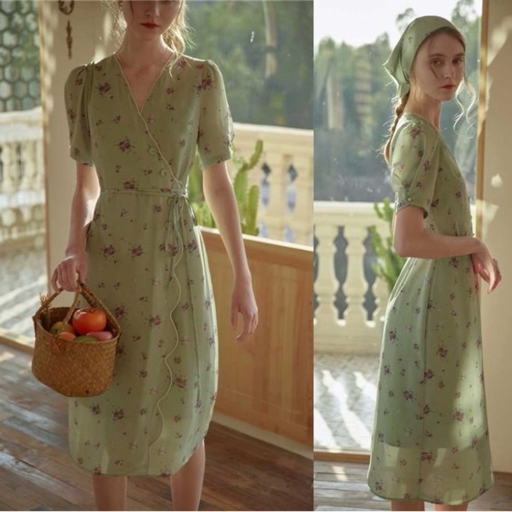 Floral Green Midi Dress
